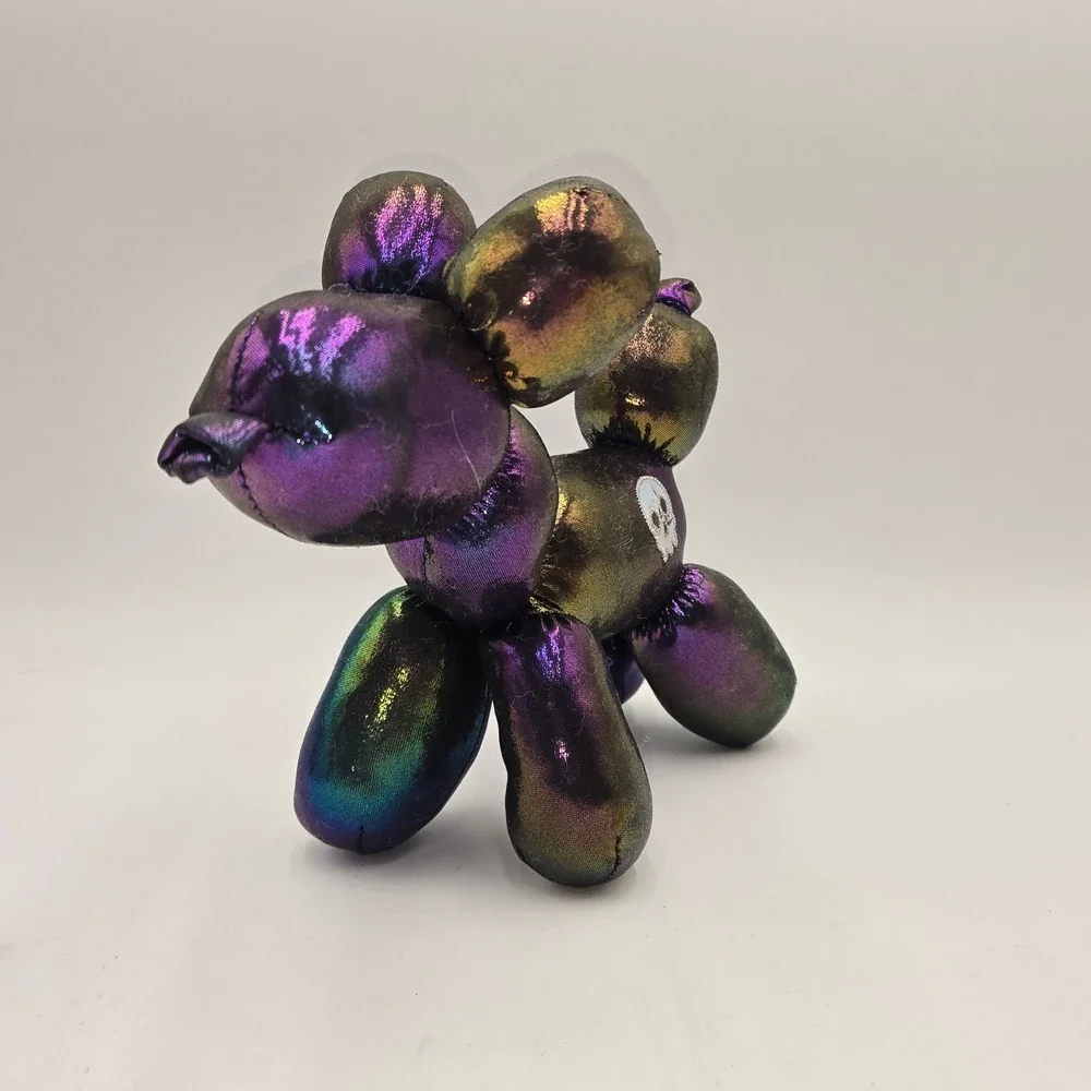 Balloon Dog Plush Iridescent Metallic Purple Green Skull Stuffed Animal 206059-B